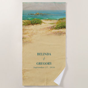 Watercolor Beach Coastal Wedding Destination Towel