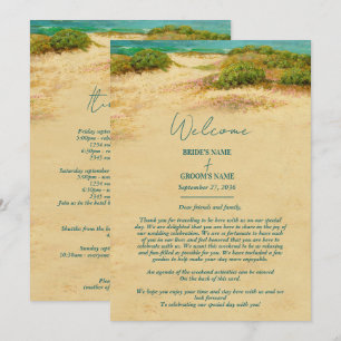 Watercolor Beach Coastal Wedding Itinerary Program