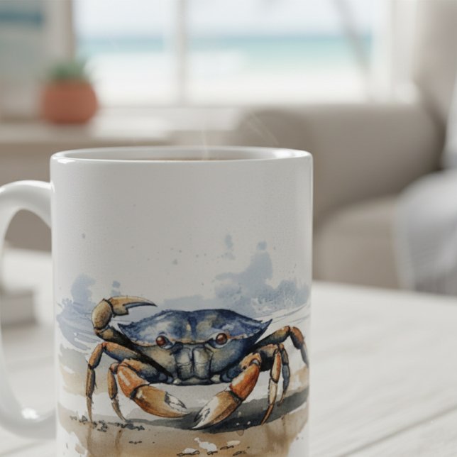 Watercolor Beach Crab Coffee Mug (Creator Uploaded)
