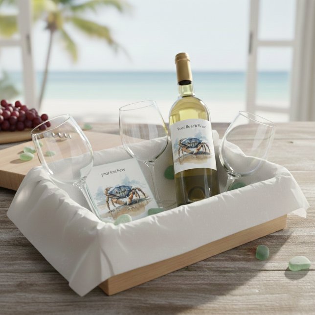 Watercolor Beach Crab, custom Glass Coaster (Creator Uploaded)