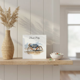 Watercolor Beach Crab, custom Invitation