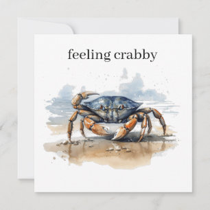 Watercolor Beach Crab, custom Invitation