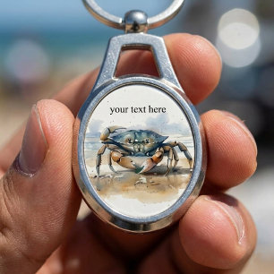 Watercolor Beach Crab, custom Keychain