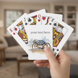 Watercolor Beach Crab, custom Playing Cards