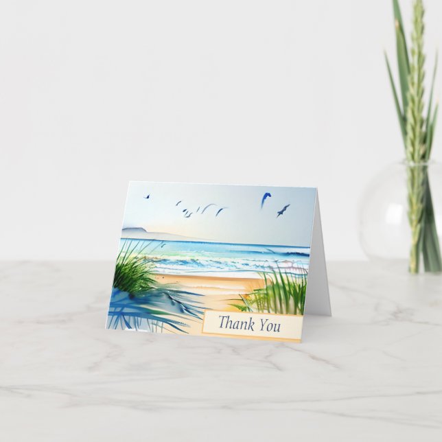 Watercolor beach customizable card (Front)