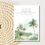 Watercolor Beach Destination Wedding Photo Save The Date<br><div class="desc">Let your love shine and set the stage for your dream beach wedding with our Watercolor Beach Save the Date. Featuring soft watercolor tones inspired by the sea and sky, this design is perfect for announcing your big day in style. The front showcases elegant lettering with all the essential details,...</div>
