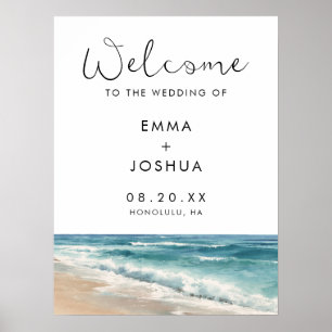 Watercolor Beach Destination Wedding Welcome Sign