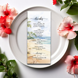 Watercolor Beach et Palm Trees Mariage Bar Menu