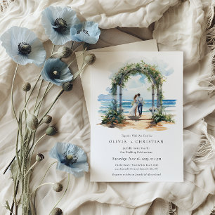 Watercolor Beach Faire-part de mariage côtier