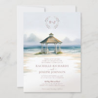 Watercolor Beach Gazebo Wedding Invitation