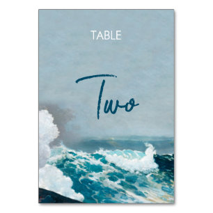 Watercolor Beach Monogram Wedding Table Number