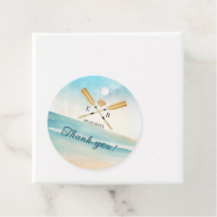 Watercolor Beach Oars Wedding Favour Tags