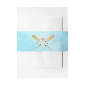 Watercolor Beach Oars Wedding Invitation Belly Band
