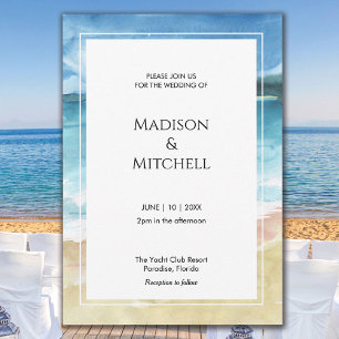 Watercolor Beach Ocean Destination Wedding Invitation
