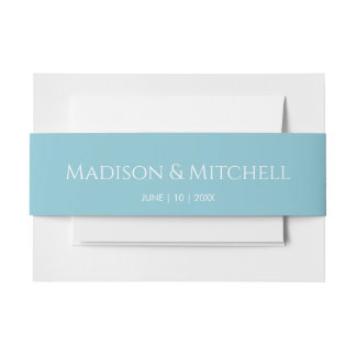 Watercolor Beach Ocean Destination Wedding Invitation Belly Band