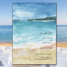 Watercolor Beach Ocean Destination Wedding