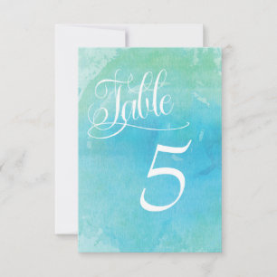 Watercolor Beach Ocean Mariage Carte Numéro de tab