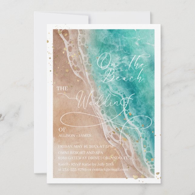 Watercolor Beach On The Beach SIMPLE  Invitation (Front)