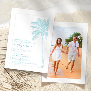 Watercolor Beach On The Beach Simple Photo Wedding Invitation