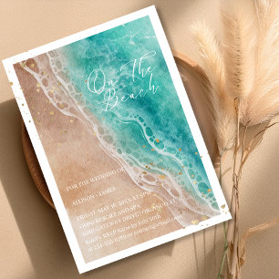 Watercolor Beach On The Beach Wedding Invitation