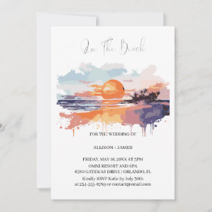 Watercolor Beach On The Beach Wedding  Invitation