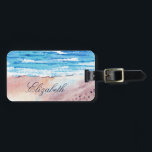 Watercolor Beach Personalized Name  Luggage Tag<br><div class="desc">Watercolor beach painting custom name luggage tag</div>