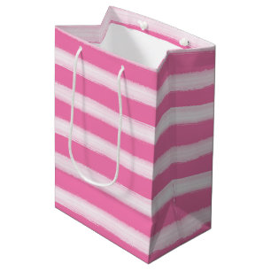 Watercolor Beach Pink Stripes Medium Gift Bag