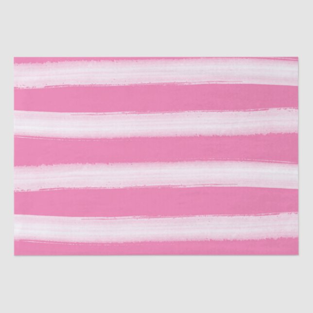 Watercolor Beach Pink Stripes Tissue Paper (Front)