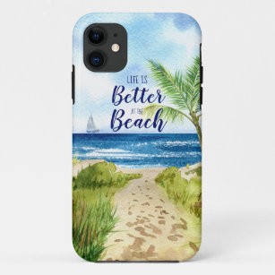 Watercolor Beach Scene Life is Better at the Beach Case-Mate iPhone Case