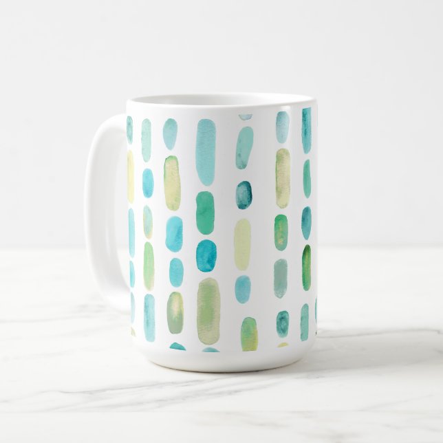Watercolor Beach Sea Glass Gems Coffee Mug (Front Left)