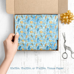 Watercolor Beach Sea Life Pattern Shells Starfish Tissue Paper