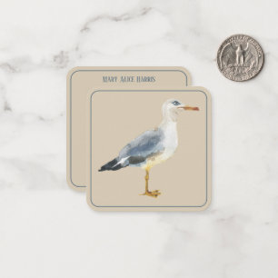 Watercolor Beach Seagull Personalized Card