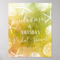 Watercolor Beach Seashells Bridal Shower Welcome