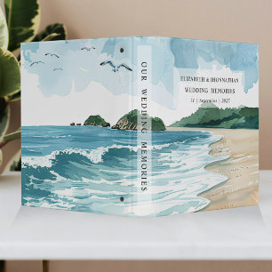 Watercolor Beach Seaside Wedding Memories Album Binder