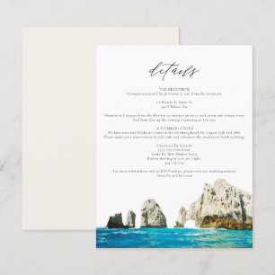 Watercolor Beach Skyline Cabo Mexico Details Card