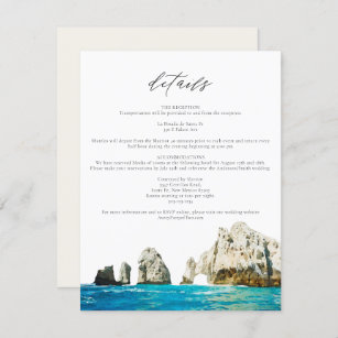 Watercolor Beach Skyline Cabo Mexico Details Card