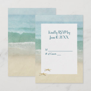 Watercolor Beach Starfish Wedding RSVP Invitation