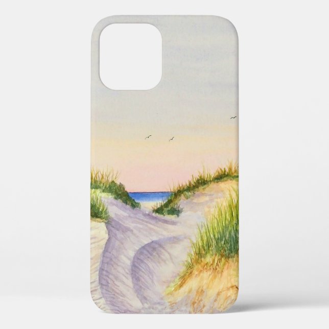 Watercolor beach, sunset, iPhone / iPad case (Back)