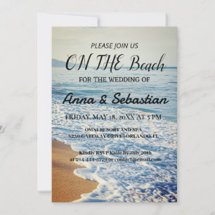 Watercolor Beach Sur La Plage Mariage Invitation