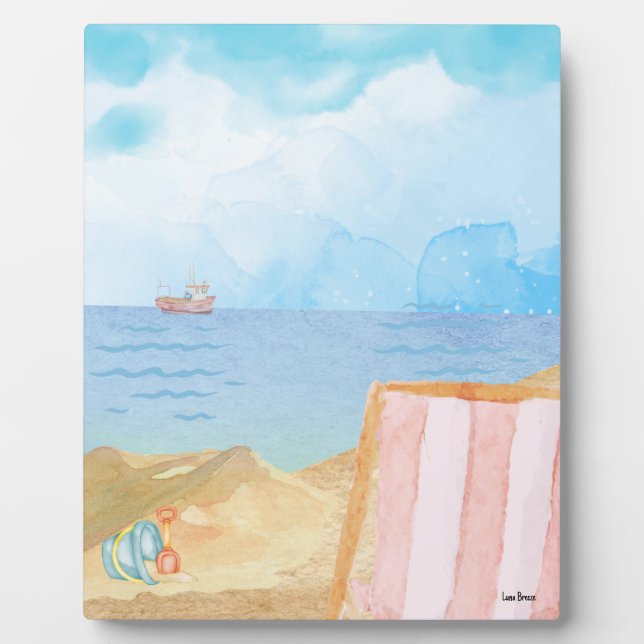 Watercolor Beach Tabletop Plaque with Easel (Front)