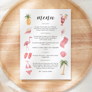 Watercolor Beach Theme Menu Invitation
