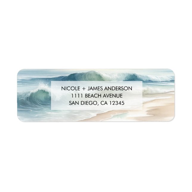 Watercolor Beach Waves Coastal Beach Wedding (Devant)