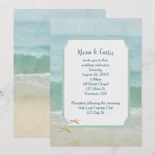 Watercolor Beach Wedding and Starfish Invitation