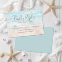 Watercolor Beach Wedding RSVP Reply Card