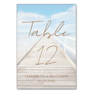 Watercolor Beach Wedding Table Number