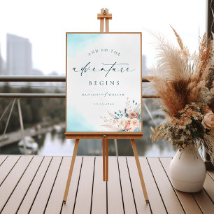 Watercolor Beach Wedding Welcome Sign