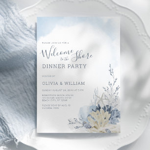 Watercolor Beach Welcome to the Shore Dinner Invitation