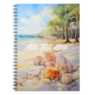 Watercolor Beach with Seashells Notebook