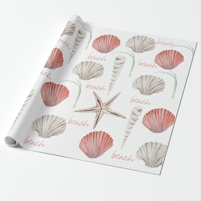 WATERCOLOR BEACH WRAPPING PAPER (Unrolled)
