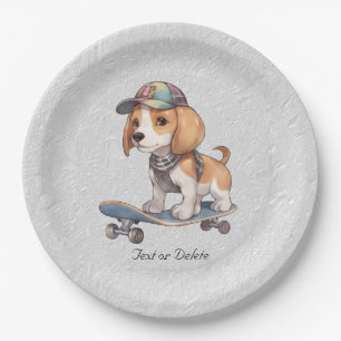 Watercolor Beagle Paper Plate